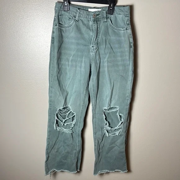 Vervet Green Distressed Wide Leg Jeans Size 27 - Picture 8 of 8